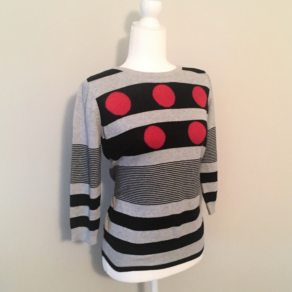 Joseph A. Button-Back Striped Sweater
